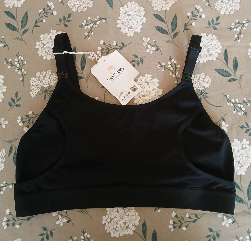 Momcozy Seamless Wireless Nursing Bra Black Removable Pads NWT Size Large - Image 1 of 4