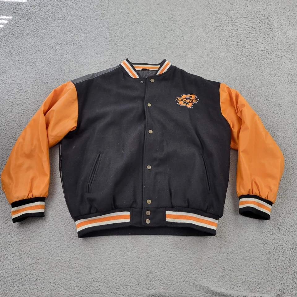 OSU Cowboys Varsity Jacket Mens Large Oklahoma State Steve & Barry's Snap - Image 1 of 4