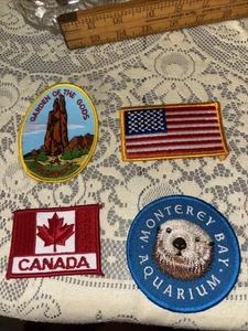 Set of 4 Embroidered Iron-On Patches: USA Flag, Canada, Garden of the Gods - Picture 1 of 6