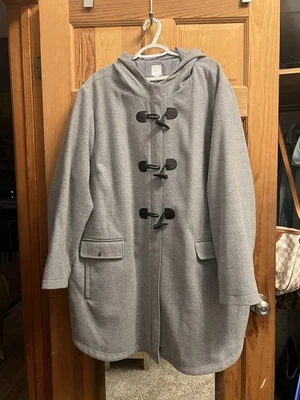 CHAQUETA J.JILL GRIS TOGGLE CON CAPUCHA CREMALLERA - ABRIGO TALLA 4X Foto 1 de 4