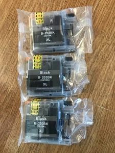 NUEVO NEGRO B-203BK XL (201BK) Cartucho de tinta negro sellado (PAQUETE DE 3) - Imagen 1 de 1