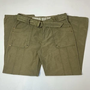 Y2K Vintage New Look Khaki Cargo Trousers UK 12 | Belted Straight Leg Utility - Picture 1 of 10