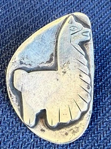 Vintage Peru Sterling Silver 925 Modernist Llama Brooch / Pin 1 1/2" Estate - Picture 1 of 5