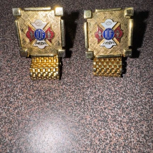 Vintage Independent Order of Foresters Mesh Wrap Around Cufflinks - Gold Tone - Picture 1 of 5