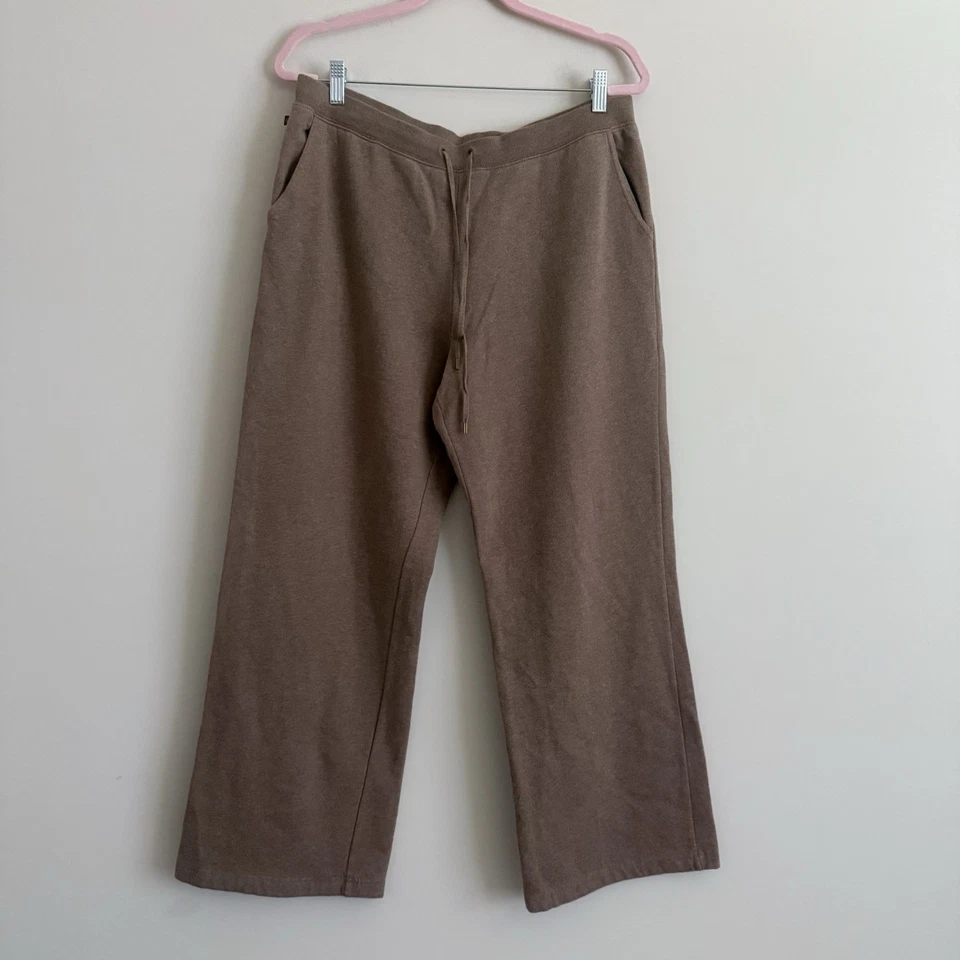 Lauren Ralph Lauren Wide-Leg Fleece Drawstring Sweatpants Beige Women’s Sz Large - Image 1 of 4