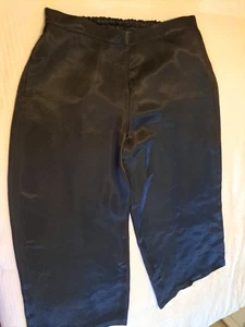 ATHLETA Calm Cool Wide Leg Satin Pants Black Lounge Sleep Size L EUC - Picture 1 of 5