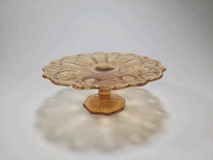 VERY RARE L.E. Smith Amber Quintec Pattern Pedestal Cake Plate STUNNING EUC - Picture 1 of 9