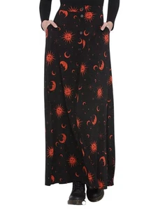 Maxi Falda Hot Topic Celestial Moon & Stars Bruja Negra y Naranja Talla XS - Imagen 1 de 10