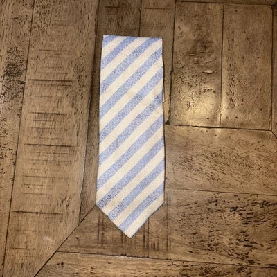 "Corbata Paul Smith Hecha en Italia Azul Seda Blanco Floral Rayas 57"" Usada en Excelente Condición" Foto 1 de 4