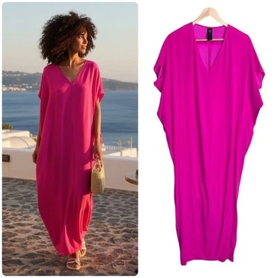 Zero + Maria Cornejo шелковый креп кафтан платье фуксия розовый размер 0 2025 курорт - Изображение 1 из 4