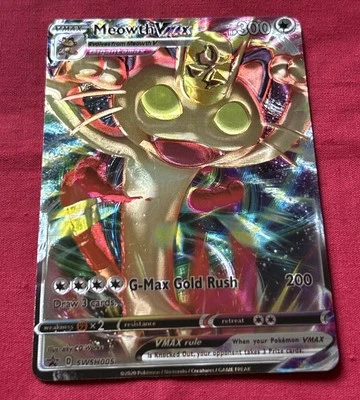 Meowth VMAX Holographic Shiny Card Iridescent Custom Holo Card - Image 1 of 4