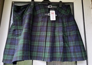 New With Tags Green/black Navy Tartanista Kilt Skirt Size 24 Xxx - Picture 1 of 3