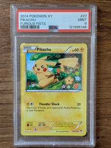 2014 Pokemon XY Furious Fists PSA 9 Pikachu #27 Non-holo MINT FRESH SLAB - Picture 1 of 2