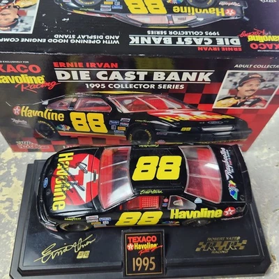 Signed* Texaco NASCAR #88 Ernie Irvan 1995 Racing Champions Die Cast Bank NEW   - Image 1 of 4