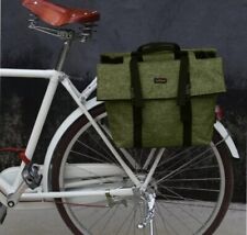 TOURBON Bike Twins Panniers Canvas Bicycle Pack Travel Bags Green Shoulder bags