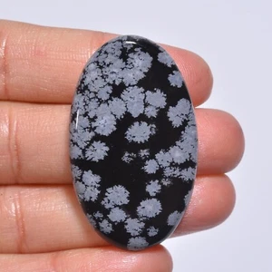 39.00 Cts Natural Oval Snowflake Obsidian Cabochon Pendant Supply 41X24X5 - Picture 1 of 5