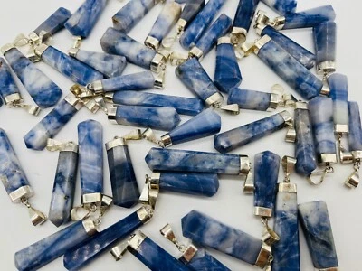 Afghanit a Punta Perno Ciondolo IN Argento Prese 3-4cm Pietra Preziosa Chakra - Immagine 1 di 3