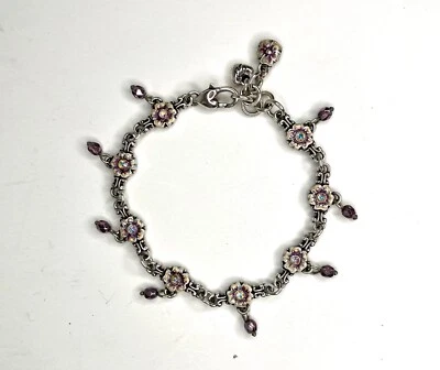 Pulsera Brighton, flores esmaltadas con cuentas de cristal colgantes, color lavanda Foto 1 de 4