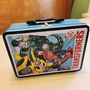 Transformers Light Blue Tin Lunch/Snack Box 8X6X2.75 inch Hasbro 2017 - Picture 1 of 14