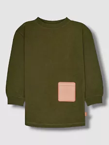 $62 Mon Coeur Kids Girl's Green Patch Pocket Sweatshirt Dress Size 8Y - Picture 1 of 3