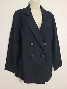 Oversized Essential Blazer Double Breasted- A New Day Black Size Small - Picture 1 of 8