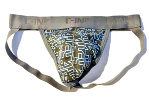 New C-IN2 Men Grey Blue Modern Geo Print Cotton Jock Strap Underwear sz M #552 - Picture 1 of 12