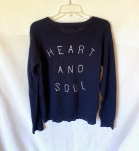 Suéter 360 Cashmere Azul Marino 100% Cachemira Corazón y Alma Talla M - Imagen 1 de 5