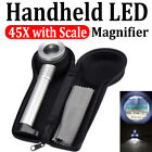 Handheld 20/45X Magnifier Metal Battery/Rechargeable Magnifying Glass with Light