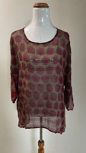 Sarah-Jane recycled sari Silk unique free flowing top Free size worn only once - Picture 1 of 5