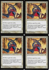 MTG: TALON SLIVER Tempest COMMON; played, Excellent condition x4