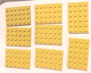 LEGO TAN PLATE LOT / SIZE 4x6 / QTY 8x / Part #3032 / Element #4114001 - Picture 1 of 3