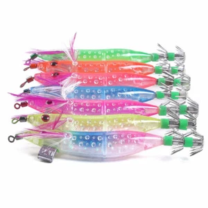 5PCS/Pack 10cm/9g Luminous Shrimp Lure Octopus Squid Jig Fishing Hook Bass Bait - Picture 1 of 19