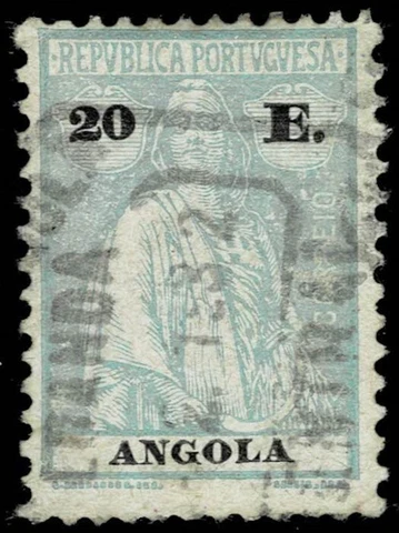 ANGOLA 1925 20 E Turqoise Ceres VF Used, SOTN Loanda Cancel [CE221 Sct#158] Cover