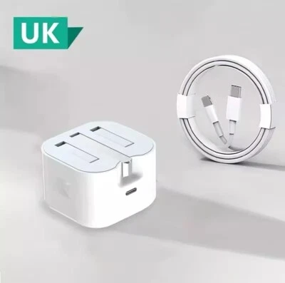 iPhone 17 16 15 14 13 Pro Max Fast 25W USB-C PD Plug Charger Adapter Cable - Image 1 of 4