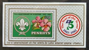 127.PENRHYN NORTHERN COOK ISLANDS 1982 STAMP M/S YEAR OF THE SCOUT,BADEN POWELL - Picture 1 of 1