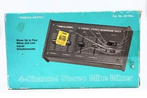 Vtg RadioShack Realistic Black 4 Channel Stereo Microphone Mixer 32-1105A - Picture 1 of 24