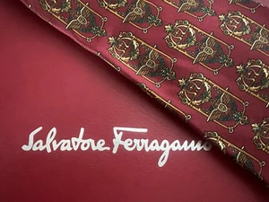 Salvatore Ferragamo Krawatte Mann Seide Reiner Wolle Rot Bordeaux Klassisch - Bild 1 von 9