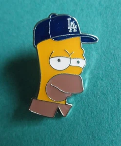 Homer Simpson Wearing Los Angeles Dodgers Cap MLB Lapel Pin New - Picture 1 of 1