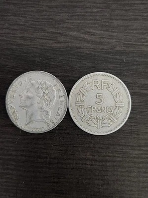 Moneda de aluminio de 5 francos de Francia 1945-1950 4ª República ENVÍO GRATUITO Foto 1 de 3