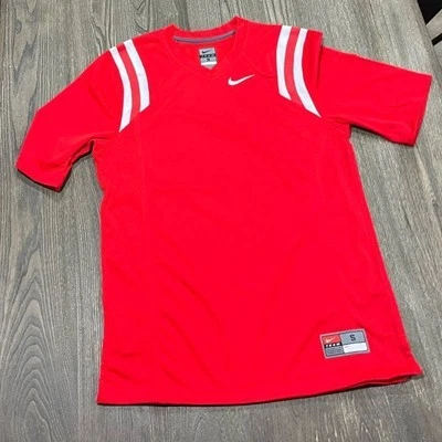 Nuevo sin etiquetas Camiseta Nike Team Raglán Manga Corta Cuello en V Swoosh Logo Estampado Rojo Blanco S Foto 1 de 4
