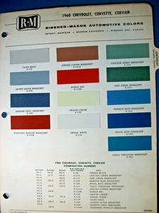 1960 Chevy Impala Bel Air Corvette Corvair auto RM set scheggiature vernice colore - Foto 1 di 1
