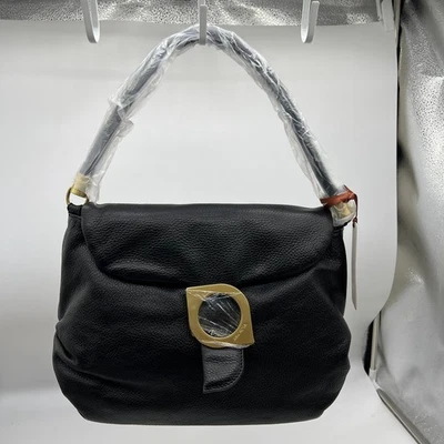 Arcadia Pebbled Leather Sunrise Shoulder Bag Nero Black - Image 1 of 4