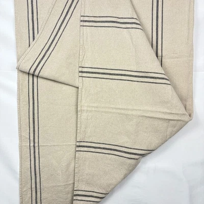 Mantel de lino a rayas Park Hill 48 X 57 granja peso pesado beige negro Foto 1 de 4