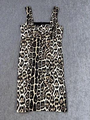 Платье женское Alice + Olivia 8 коричневое черное леопардовый анималистический принт квадратный вырез мини - Изображение 1 из 4