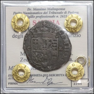 Charles Emmanuel Ii of Savoy Regency 4 Soldi 1642 R2 Coin Preunitarian States - Picture 1 of 5