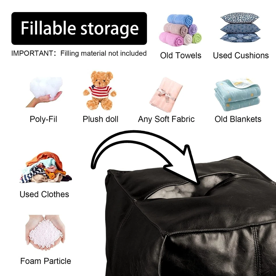 Fußhocker Fußkissen Sitz Pouf für Sitzsäcke Quadratisches Fußhocker Holster B... - Bild 1 von 4