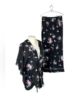 Japna Lounge Schlafanzug Loungewear Freizeit Gr. Medium schwarz geblümt - Bild 1 von 8