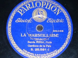FRENCH 78 rpm RECORD Parlophon BANDA MILITAR Paris MARSELLAISE Rouget de Lisle - Bild 1 von 2
