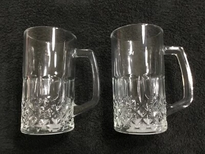 Juego de 2 tazas de cerveza de vidrio pesado estilo alemán diseño corte diamante fondo 20,6 oz NUEVO Foto 1 de 4