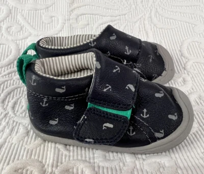 ZAPATOS MARINEROS CARTER'S AZUL MARINO ANCLA BALLENAS NIÑOS Talla 2 Cuero Foto 1 de 4